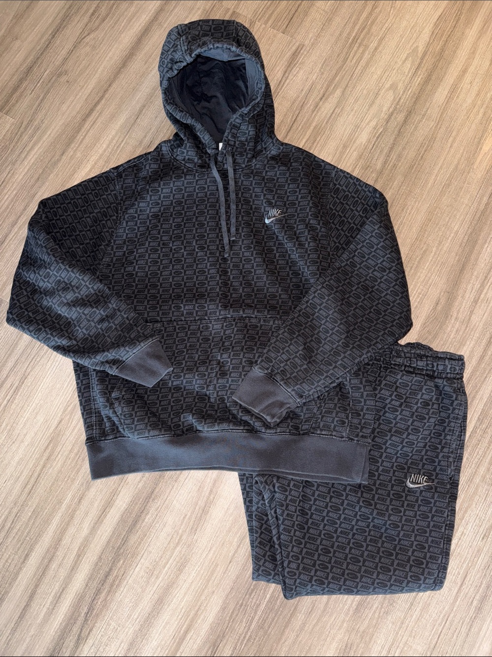 Nike Black Textured Logo Hoodie & Joggers Set